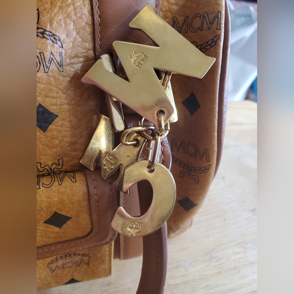 MCM Visetos Satchel in Cognac w/MCM Charm - Picture 6 of 17